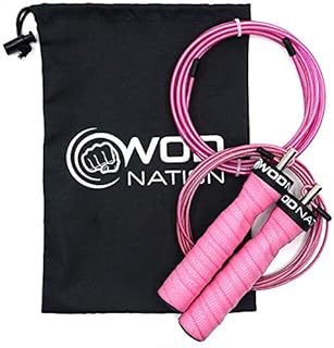 WOD Nation Attack Speed Jump Rope : Adjustable Jumping Ropes : Unique Two Cable Skipping Workout System : One Thick and One Light 11 Foot Cable : Perfect for Double Unders forCrossfit : Fits Men and Women