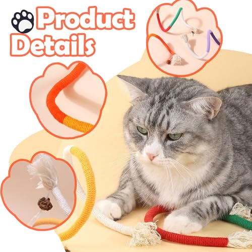 kaiyaya 3 Stück Katzenminze Beißseil Spielzeug,Cat Toyskatzenbeißseil Kauspielzeug Cat Toys Katze Mit Katzenspielzeug Interaktives Ür für Katzen Zahnpflege und Gegen Mundgeruch(Rot,Lila,Orange)