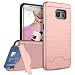 Galaxy S7 Case, Teelevo [Card Slot Holder] Dual Layer Shock Absorption Protective with Credit Card Slot and Kickstand Wallet Case Heavy Duty Bumper for Samsung Galaxy S7 (2016) - Rose Gold
