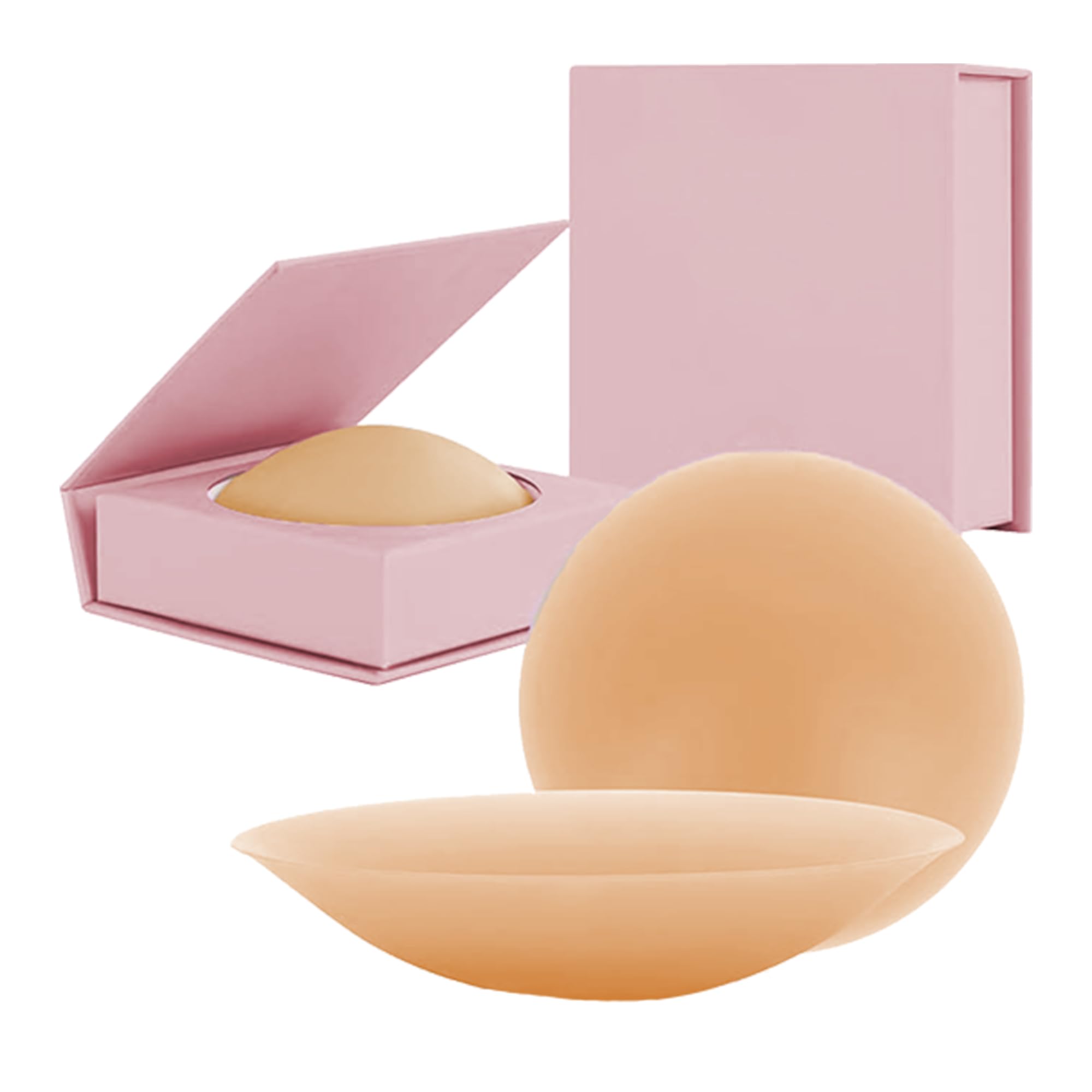HiFEN® Nipple Covers for Women, Invisible, Sweatproof and Seamless Adhesive Silicone Breast Petals, Reusable and Hypoallergenic Nipple Stickers for Backless & Party Dresses (2 Pcs) Champagne