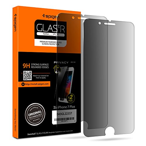 Spigen Tempered Glass Privacy Screen Protector [2 Pack] Designed for iPhone 8 Plus/iPhone 7 Plus - Black Privacy