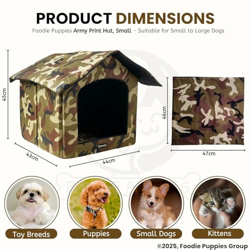 Image of Foodie Puppies Soft & Light Weight Designer Luxurious Foldable Pet Tent /Kennel /House /Hut for Cats /Kitten /Puppies & Dogs (Hut, 44 x 43 x 45 cm) (Small)