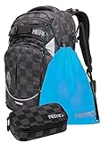 Nitro Superhero, Schulrucksackset, Rucksack, Backpack, abnehmbarer Hüftgurt, robuste Bodenplatte, Thermotasche, Laptopfach, Turnbeutel & Pencil Case XL, Checker