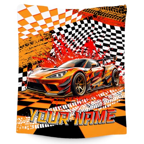Custom Blanket for Kids, Racing Car Blankets for Boys, Personalized Toddler Throw Gifts, Cool Flannel Throw for Car Lovers, 60"x80"
