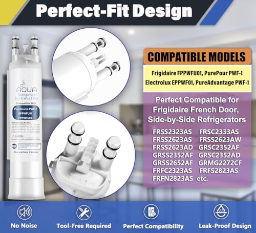 Image of PWF-1 FPPWFU01 Water Filter & PureAir AF-2 FRGPAAF2 Air Filter Combo, Compatible with FRIGCOMBO6, FRFC2323AS, FRFG232LAF, FRFN2823AS, FRFS2823AD, FRFS2823AS, FRFS2823AW, 3 water filters+3 air filters