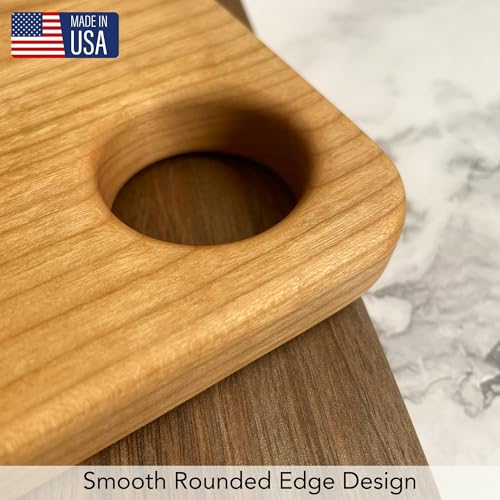 Tabla de Cortar Artesanal de Nogal, Arce o Cerezo – Diseño con Bordes Redondeados, Madera Maciza con Acabado Orgánico. Ideal para Regalar (11x11, Madera de Nogal) miniatura 6