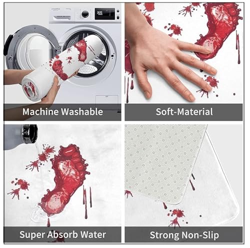 Halloween Bloody Footprint Bath Mat 2024 Blood Bath Mat, Halloween Bath Mat Red Horrible Floor Mat, Home Bathroom Horror Blood Footprints Mat Anti-slip Mat Floor Rug Carpets Trick Pads (White 40*70cm) - Cosy Home Interiors Halloween Bloody Footprint Bath Mat 2024 Blood Bath Mat, Halloween Bath Mat Red Horrible Floor Mat, Home Bathroom Horror Blood Footprints Mat Anti-slip Mat Floor Rug Carpets Trick Pads (White 40*70cm) - Image 4