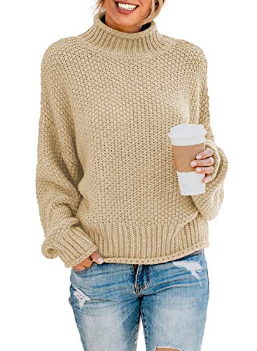 Dokotoo Womens Sweaters Batwing Long Sleeve High Neck Fall Outfits