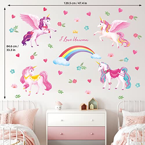 Vinilos Decorativos Unicornio y Arcoíris para Niñas miniatura 5