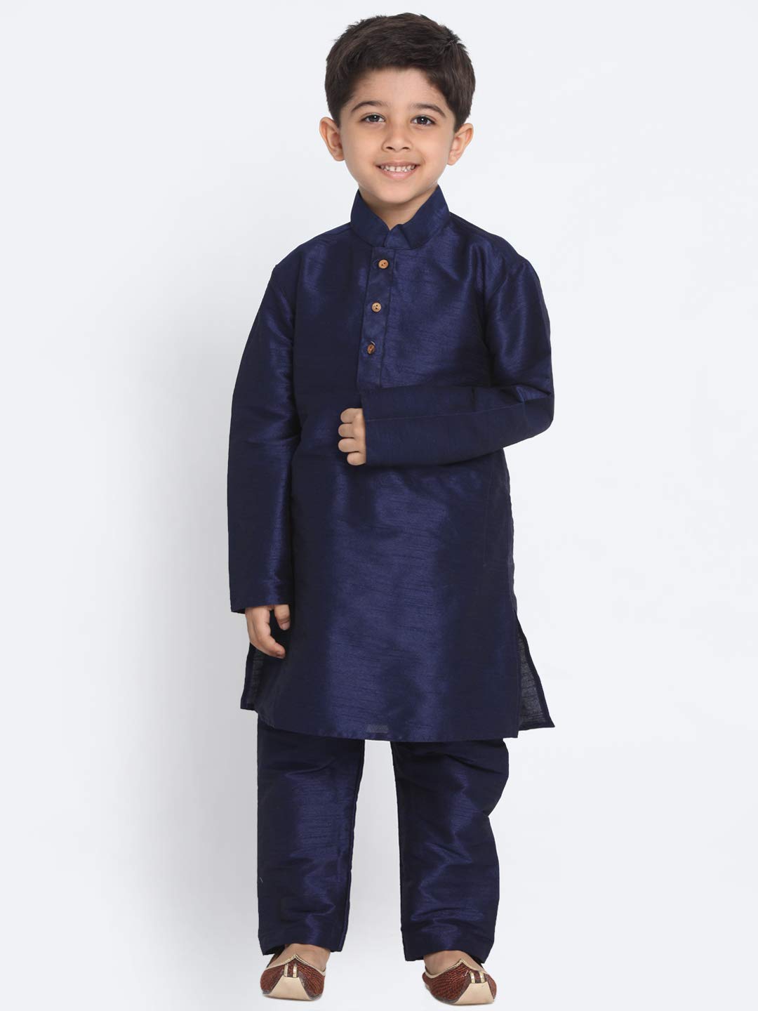 Jbn Creation Boys' Navy Blue Silk Blend Kurta And Pyjama Set_Vasbknb001Npnb_32