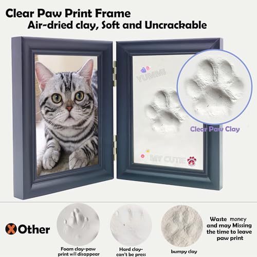 MYPAWLETS Clay Paw Print Kit for Dog Cat,Pawprint Keepsake Frame,Black - Image 2
