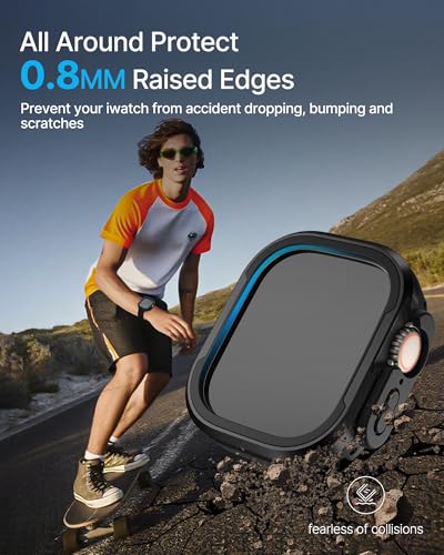 Image of Fullmosa Rugged Armour Hybrid Watch Case Compatible for Apple Watch Series 11 10 9 8 7 Ultra3 2 1, Shockproof Resist Bumper iWatch Cover, Black