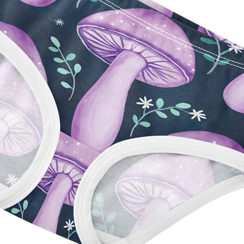 Whimsical Purple Mushrooms Dark Girl Panties Cute Toddler Underwear Floral Cotton Designer Briefs Undies Kids 2t4