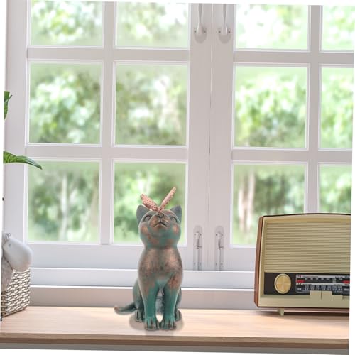 Figurine chat résine résistante pour décoration extérieure durable