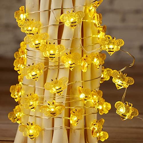 Impress Life Honey Bee Fairy String Lights, 10 Foot 40 LED, USB & Battery Operated 8 Modes with Remote Control for Wedding, Party, Festival, Indoor, Outdoor Decoration