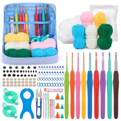 128Pcs Crochet Kit for Beginners Adlut, Knitting...