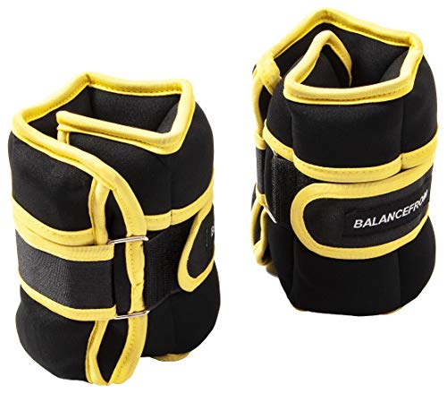 BalanceFrom GoFit Fully Adjustable Ankle Wrist Arm Leg Weights, Black/Yellow - Thumbnail 4