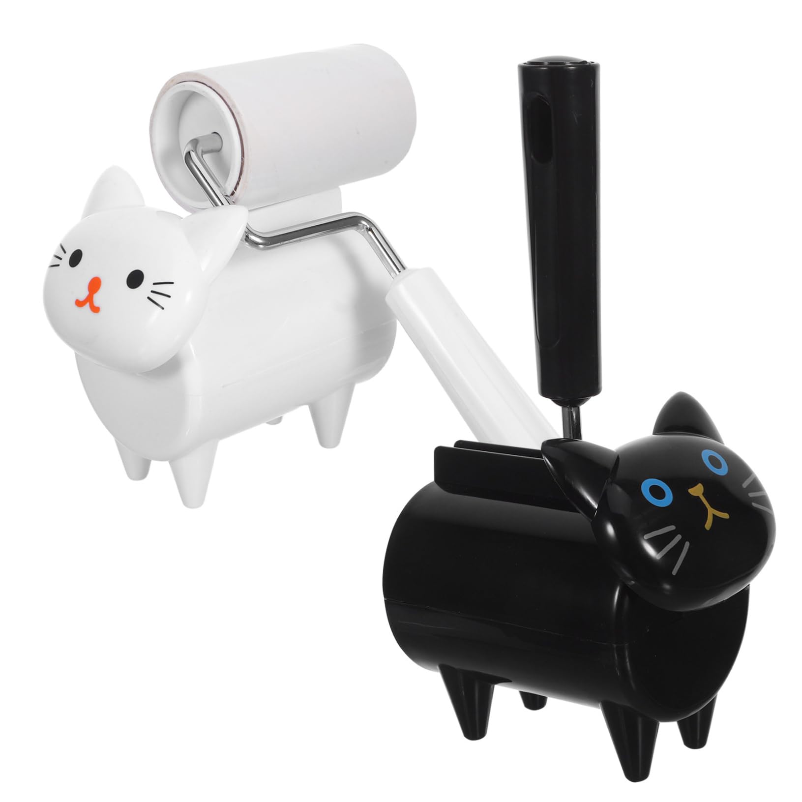 COLLBATH Tragbarer Tierhaarentferner mit Cartoon Design, 2 Stück | Kunststoff, Schwarz und Weiß, für Möbel und Staub, Unterwegs und Reisen Einsetzbar