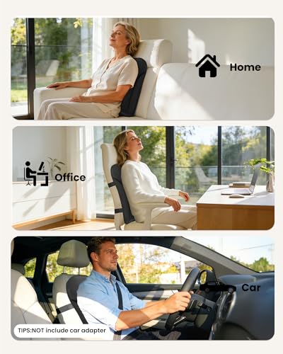 Image of COMFIER 2026 Upgrade Ultra-Slim Heated Back Massager for Chair,Up-Down Moving 10 Massage Nodes,Deep Tissue Shiatsu Back Massager with Heat,Upper /Lower /Full Back Relief,Gift for Women & Men