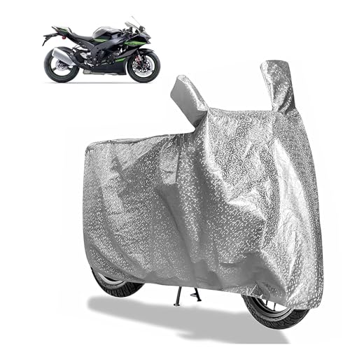 Image of Sulfar Bike Cover for Kawasaki Ninja ZX-10R SE (2026) (Superbike) | Waterproof, Dustproof & UV Protected | All Weather Two Wheeler Cover (Silver) New 2026 Variants