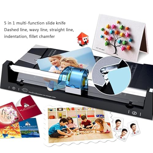 Taglierina a ghigliottina resistente, con 4 lame per linee dritte/ondulate/tratteggiate, ideale per carta, foto, artigianato, PVC