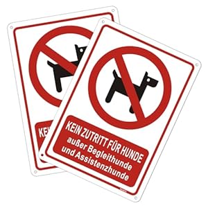 Andchi 2tlg. Hundeverbotenschild Kein Hund Zutritt Warnung Schild Haustierverbotschild Hinweisschild für Büro Hotel Restaurant usw. 18x25cm(Rot-Hunde Verboten)