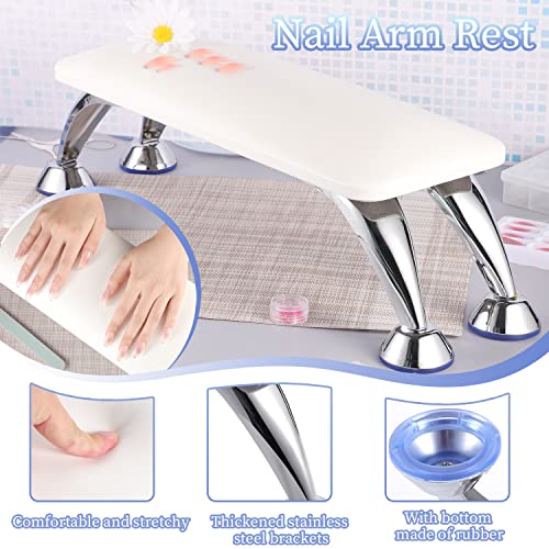 Non-Silp Arm Rest For Acrylic Nails, Big Hand Rest Cusion For Fingernails Toenails Use Microfiber Leather Nail Arm Rest Stand For Nail Technician Salon, White (15.7 * 5.9 * 4.7 Inches) #TOP3
