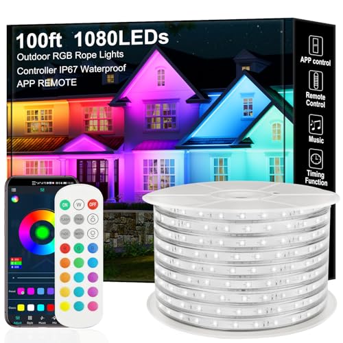 LED Rope Lights Outdoor Waterproof, 100f…