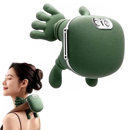 Massaggiatore elettrico bionico riscaldato 4D, massaggiatore portatile wireless per digitopressione, massaggiatori per mani reali per il rilassamento di collo, spalle e spalle a casa,Green-14.5x11x6.5