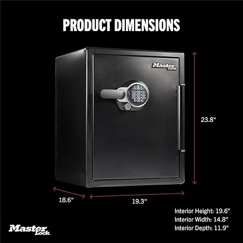 Miniatura 8 de Master Lock Caja fuerte ignífuga e impermeable de acero negro con teclado digital, 2.0 pies cúbicos, STW205GYC