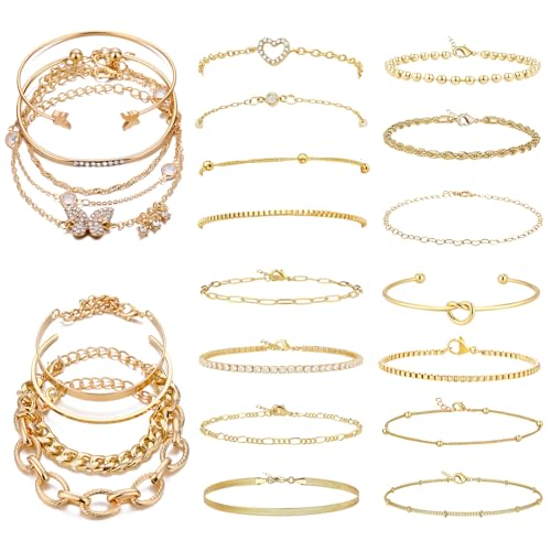 JSTHHTT 24 Pièces Bracelet Femme Layered Or, Bracelet Femme...