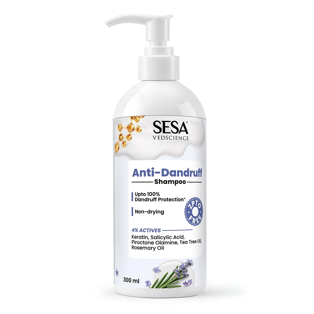 Sesa Anti Dandruff Shampoo - 300ml | ZPTO Free Formula | Piroctone Olamine, Tea Tree & Rosemary Oil | Upto 100% dandruff reduction | Prevents Itching & Irritation | Safe for Daily Use | Unisex-picture-33