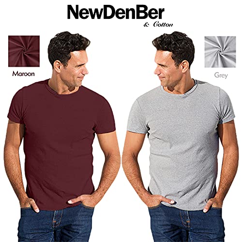 NewDenBer Men's Classic Basic Solid Crew Neck Soft Cotton T-Shirt 4 Pack3