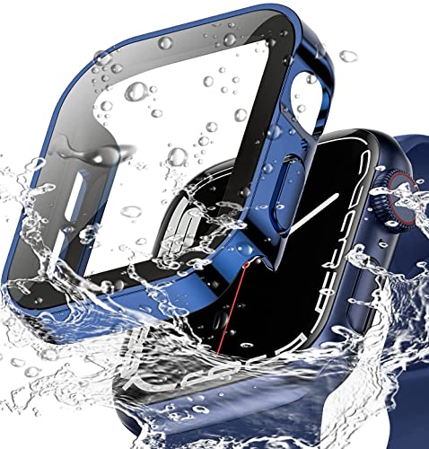 Miimall Waterproof Tempered Glass Case Compatible with Apple Watch Series 8/Series 7 41mm