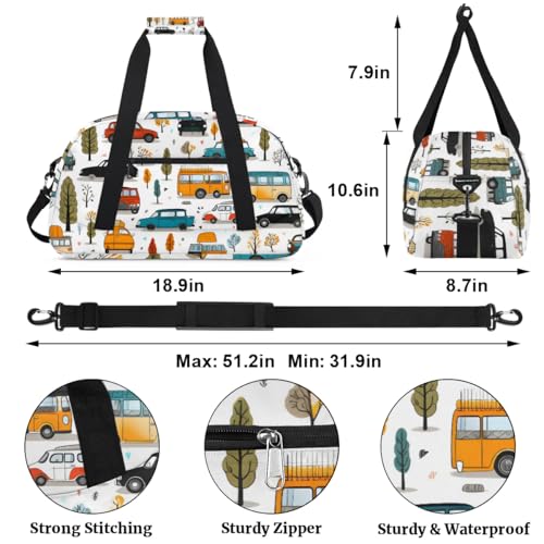 Vehicle Kids Duffle Bag, Overnight Weekender Bag Travel Duffle Bag Carry-On Tote for Swim Sport Gym Bag for Boys Girls2