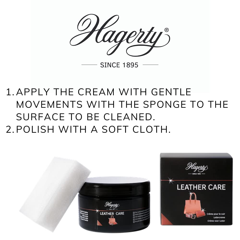 Hagerty Leather Care Środek do czyszczenia skóry 250 ml I Skuteczny bezbarwny krem do czyszczenia, satynowania i pielęgnacji skóry Czyści wszelkie przedmioty skórzane (sofa, torba ...) W zestawie