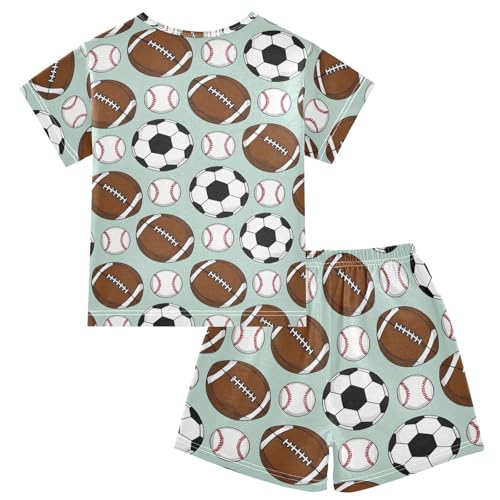 Rugby Football Baseball Pajama Set, Short Sleeve Cotton Sleepwear Nightwear2