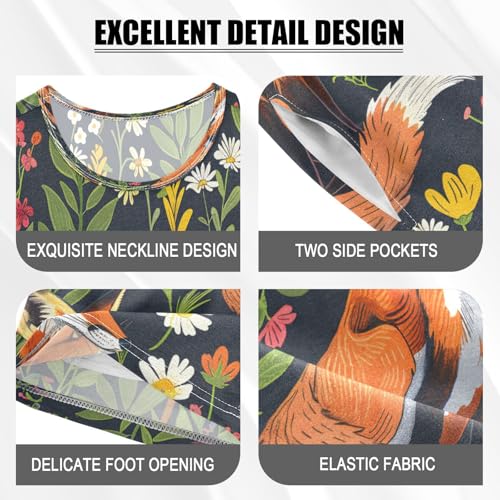 senya Short Sleeve Pajamas Sets Summer Cotton Sleepwear Fox and Piant Flower4