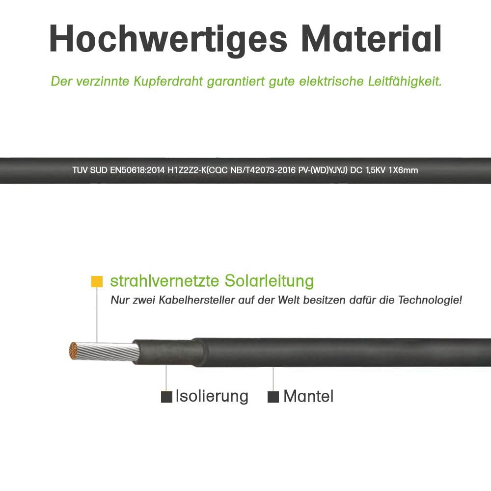 Offgridtec 005790 MC-4 Solar Connection Cable Male/Female Extension 3 m 6 mm², Black, 3m - Image 3