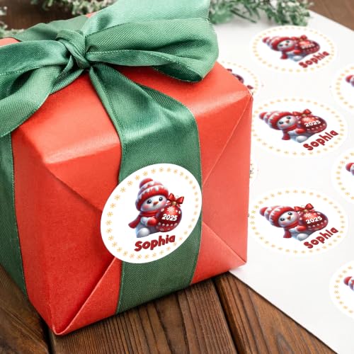 Image of Personalized Cute Christmas Snowman Stickers
