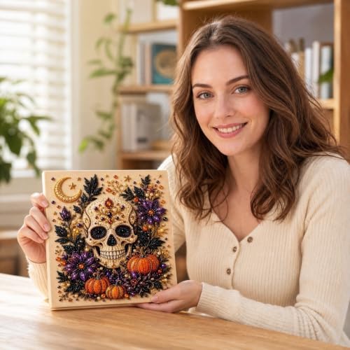 KSKBLZDJD Halloween Diamond Art Kits for Adults DIY Pearl Beads Painting Wall Decor Cute Art Craft Kit for Beginner Fall Home Decore Gift Stress Relief - image 6