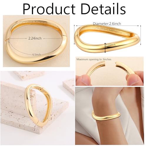 SONNYX 1-3 PCS Gold Silver Cuff Bangle Bracelets For Women Trendy Hinged Cuff Open Wide Chunky Bracelet Irregular Minimalist Bangle Jewelry4