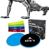 Aliz's Core sliders - Strength slides - Gliding discs - Ab gliders (pack of 2) and Resistance Bands...