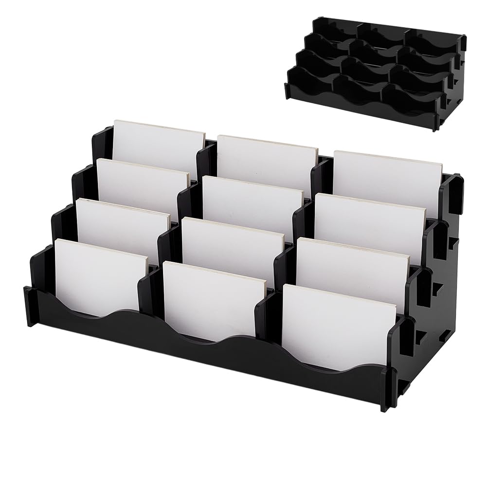 UNICRAFTALE 4 Tier 12 Slot Acrylic Business Card Holder For Desktop