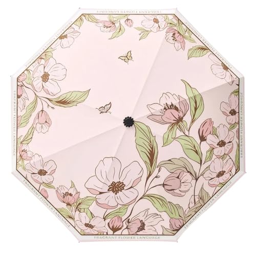 Meichoon Paraguas UPF50 Protección UV Portátil Ligero Impermeable Doble Capa Parasol Diseño Mejorado a Prueba de Viento Flor Clásica Retro Estilo Vintage para Mujeres Viajes y Uso Diario