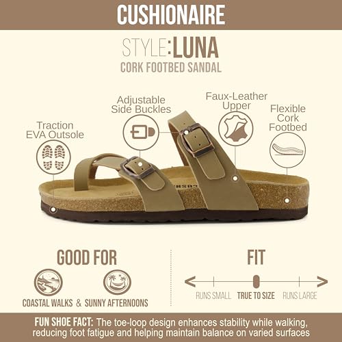 Image of CUSHIONAIRE Women's Luna Cork Footbed Sandal With +Comfort