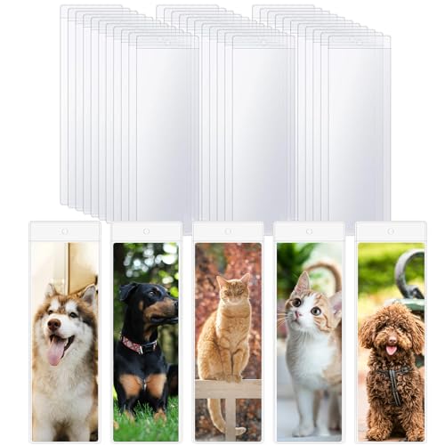Nyvexon 100 Pack Clear Bookmark Sleeves Plastic Bookmark Packaging 7.5 x 2.5 Inches