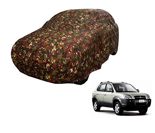 Image of Auto Hub Car Cover Compatible with Hyundai Tucson with Weather Proof, Triple Stitched, Tucson Car Cover Jungle Look
