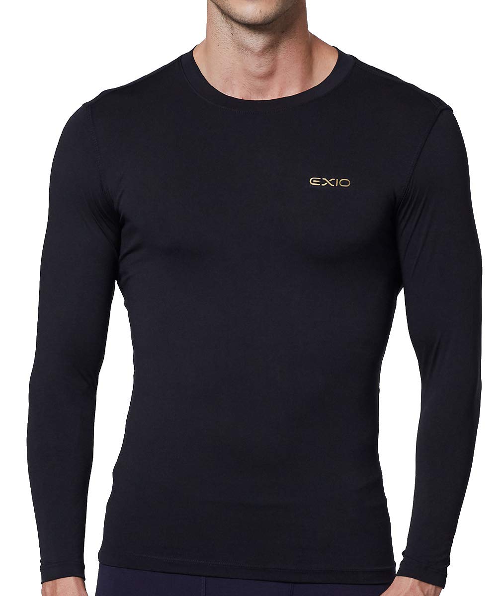 EXIO Mens Compression Baselayer Top Cool Dry Long & Short Sleeve Workout Shirt