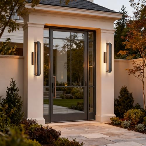 Image of Tarentlight 2 Pack 23-inch Modern Large Outdoor Waterproof LED Wall Light, Aluminum Linear Design, Rustproof & Corrosion-resistant, IP65 25W 3000K, Exterior Lights for Entrance, Hallway, Garage, Porch